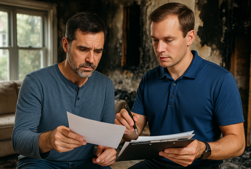 ire damage public adjuster assisting homeowner in South Jersey with insurance claim
